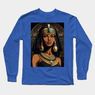 Black Cleopatra Art Long Sleeve T-Shirt